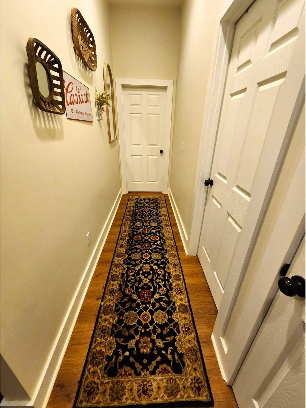KALATY Empire Collection Hand-Tufted Wool Floral Runner Rug 2x10 Black Beige